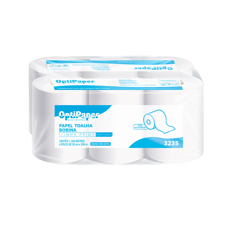 3235 PAPEL TOALHA BOBINA FOLHA SIMPLES 1200MTS OPTIPAPER