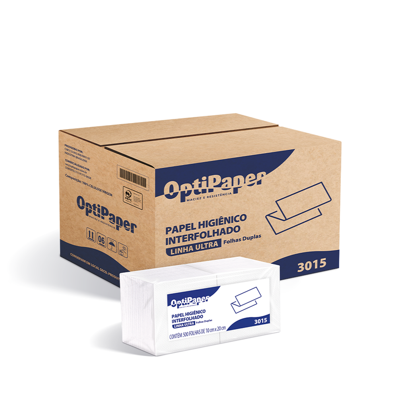 3015 PAPEL HIGIÊNICO INTERFOLHA FOLHA DUPLA 9000 FOLHAS OPTIPAPER