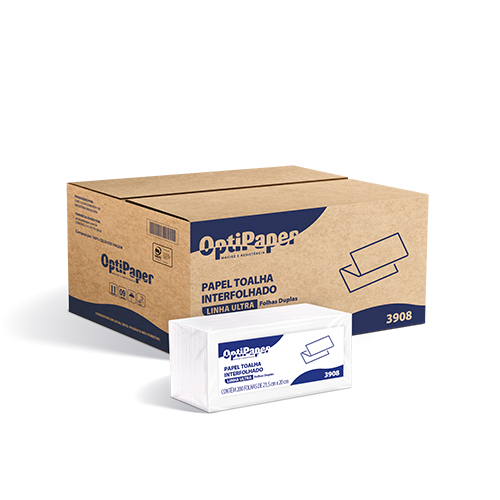 3908 PAPEL TOALHA INTERFOLHA FOLHA DUPLA OPTIPAPER 2400 FOLHAS